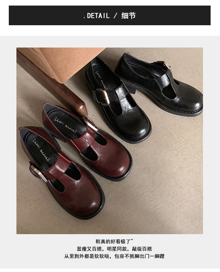 Karin Luna In Stock Spot Goods round Head t Round Toe British Style Single Shoes