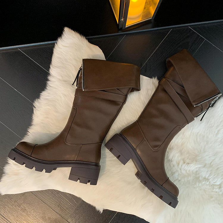 Karin Luna In Stock In-stock Foldable Niche Thick-soled Knight Boots