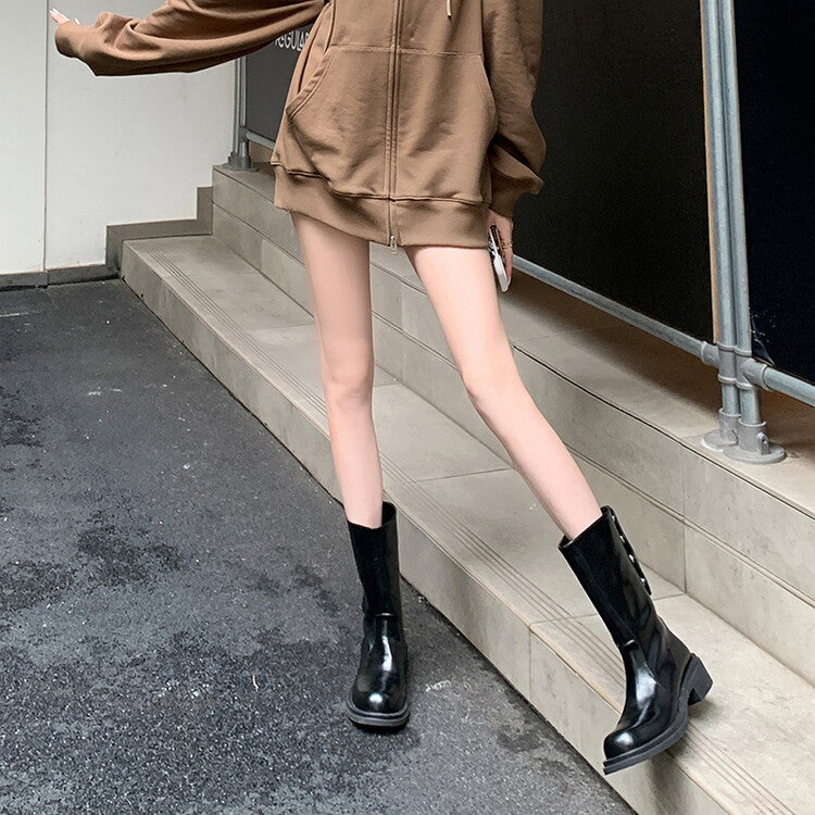 Karin Luna Classic Basic Style   Convertible Foldable Hidden Buckle Snow Fur Shoes Full cowhide Basic Flat Short Boots