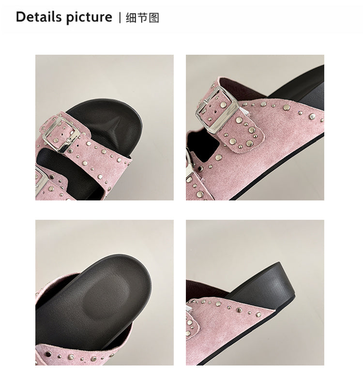 Karin Luna In Stock Spot Goods Casual Thick-Soled Belt Buckle Slippers