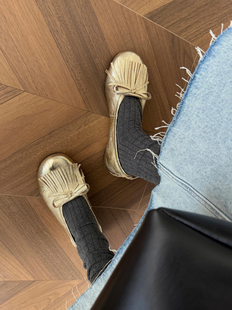 Karin Luna In Stock Spot Goods   Tassel Round Toe Hidden Wedge Mary Jane Shoes