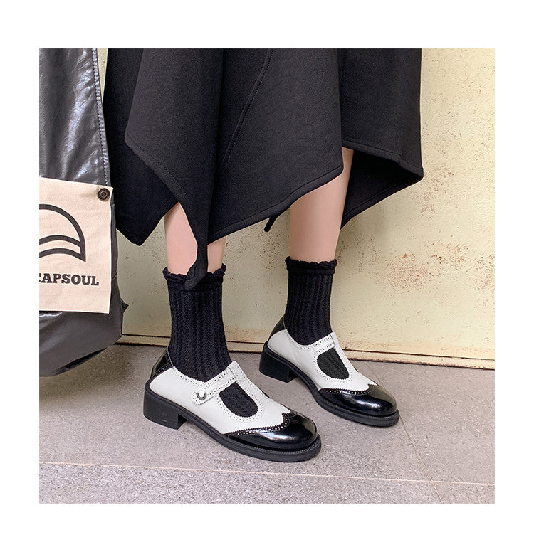 Karin Luna In Stock Spot Goods  Color Matching t Round Toe British Style Single Shoes