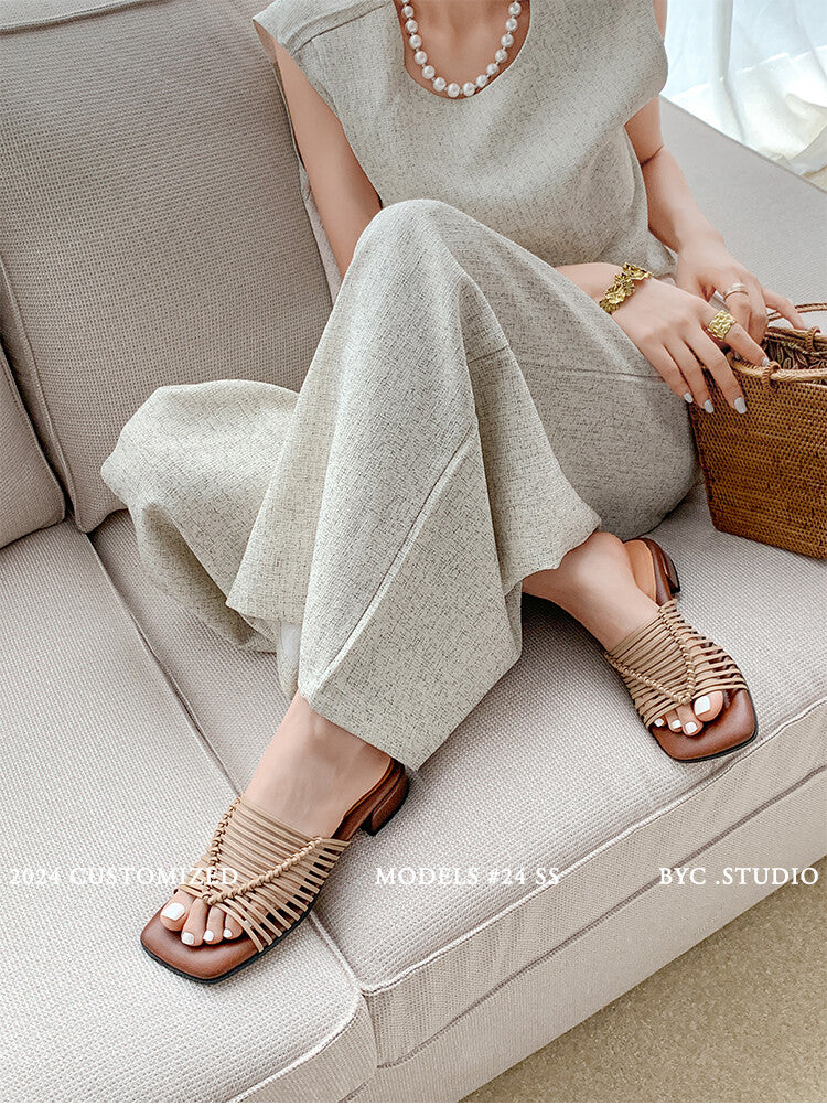 Karin Luna In Stock Spot Goods  Resort Style Handwoven Flat Sole Slippers