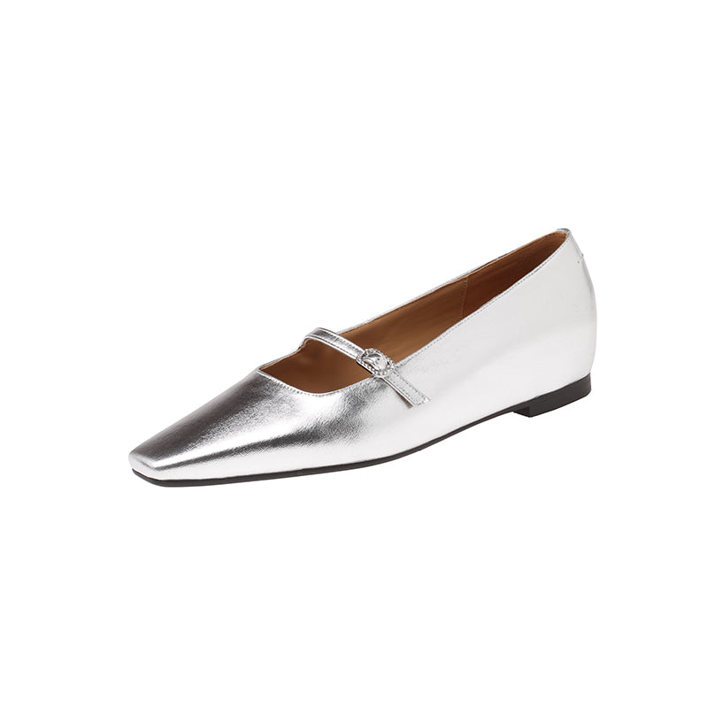 Karin Luna In Stock Spot Goods  Elegant Square-Toe One-Strap Height-Increasing Flats