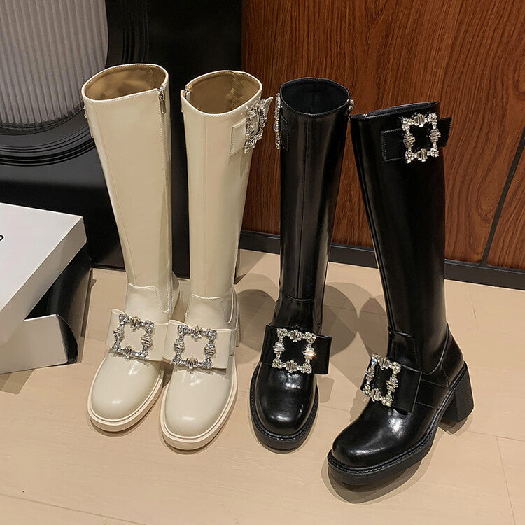 Karin Luna has prepared stock  Custom Large Square Buckle Bowknot Fastener Elegant Long Boots