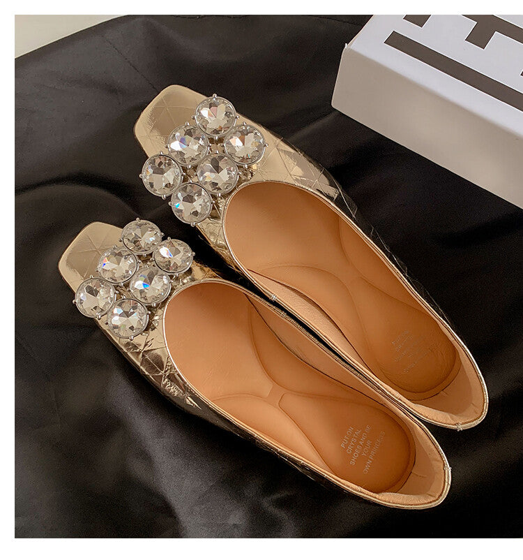 Karin Luna High Quality Low Price ！Hot-selling Fasteners Full leather inside and out Trendy Plaid Fabric Super Beautiful Flat Cowhide Shoes