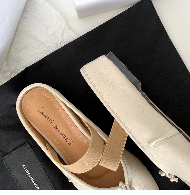 Karin Luna Classic Split-Toe Shoes  Explosive Pattern One-Strap Mary Jane Height-Increasing Full Leather Closed-Toe Slippers