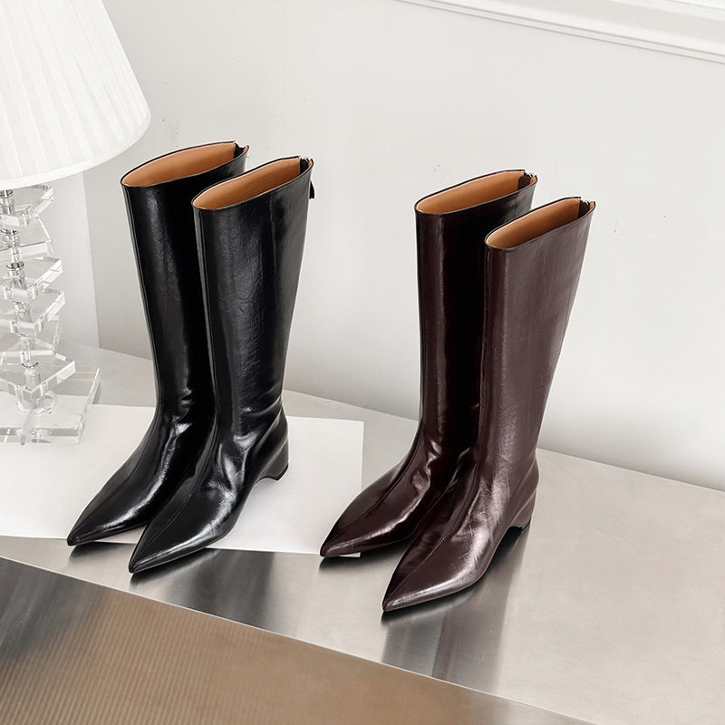 Karin Luna Elegant Style Pointed Toe Internal Height Increase Long Boots