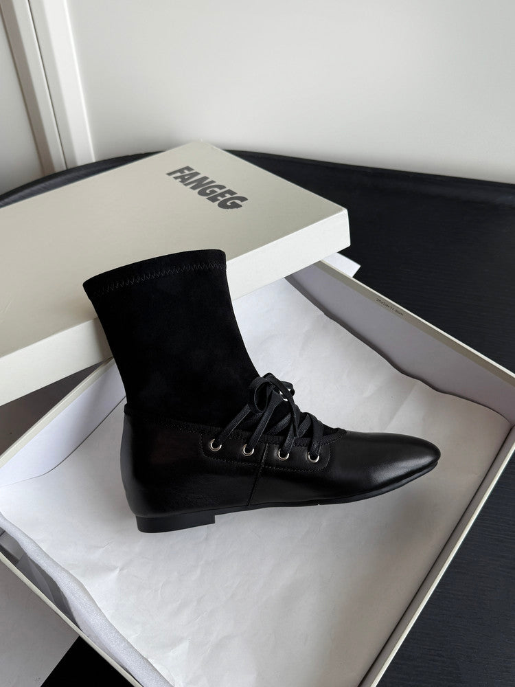 Karin Luna Round Toe Internal Height Increase Lace-up Ankle Boots