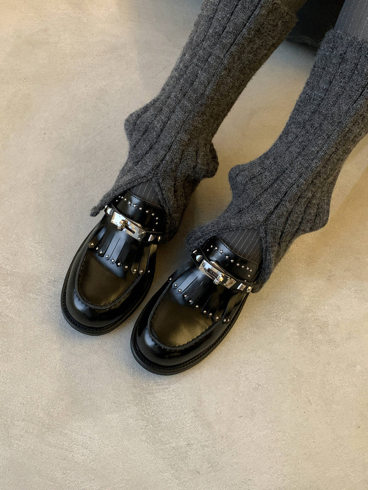 Karin Luna Casual Shoes Series~ Spot Goods Spot Goods Hot-selling Tassel Element Small Gold Buckle Single Shoes