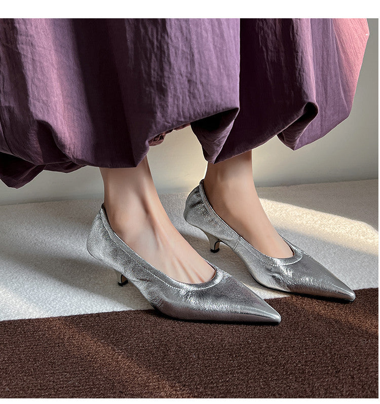 Karin Luna In Stock Spot Goods    Vintage Classic Style Shallow Mouth Single Shoes