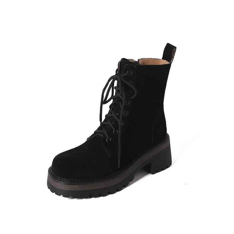 Karin Luna In Stock Casual style thin strap round toe suede ankle boots