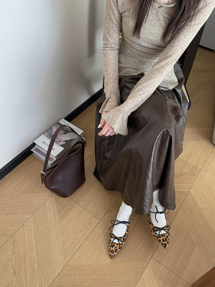 Karin Luna In Stock Spot Goods  Hot-selling Element Bowknot Square Toe Pointed Toe Single Shoes