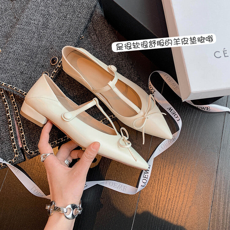 Karin Luna is a perfect Korean drama heroine~French Retro Style Full leather inside and out Pointed Bowknot