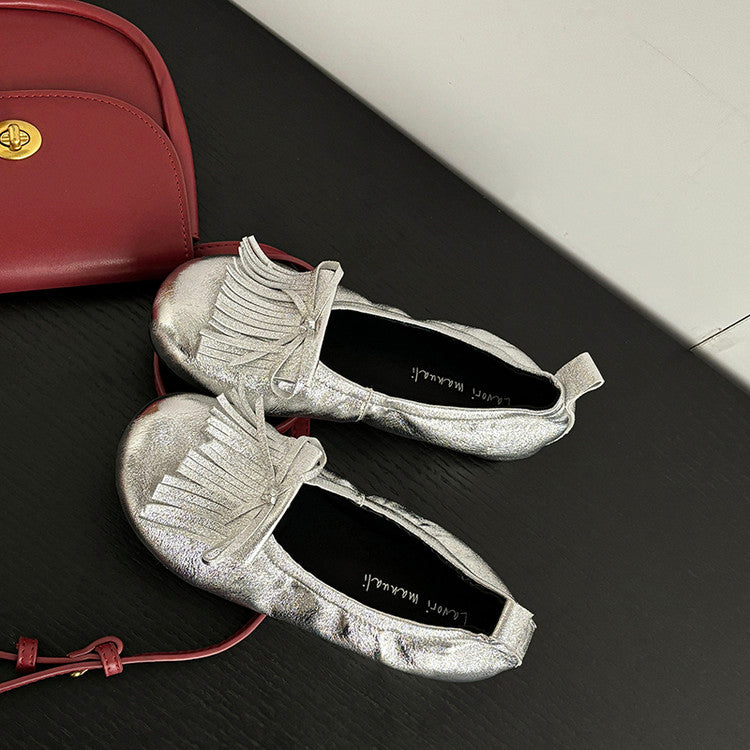 Karin Luna In Stock Spot Goods   Tassel Round Toe Hidden Wedge Mary Jane Shoes
