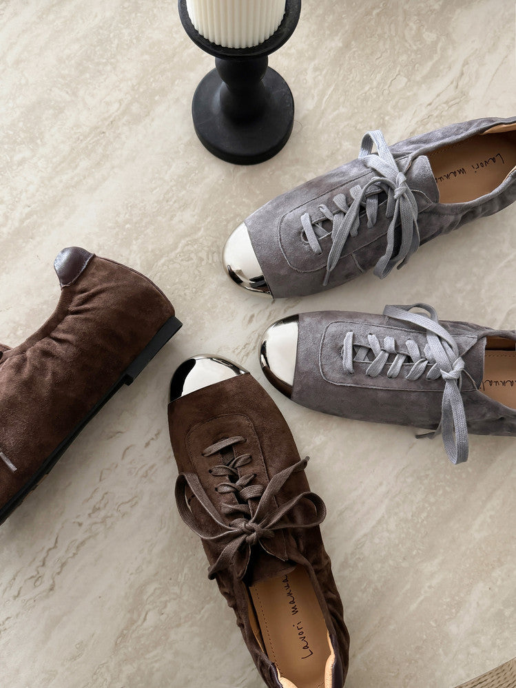 Karin Luna In Stock In Stock  High-end Metal Toe Lace-up Flats