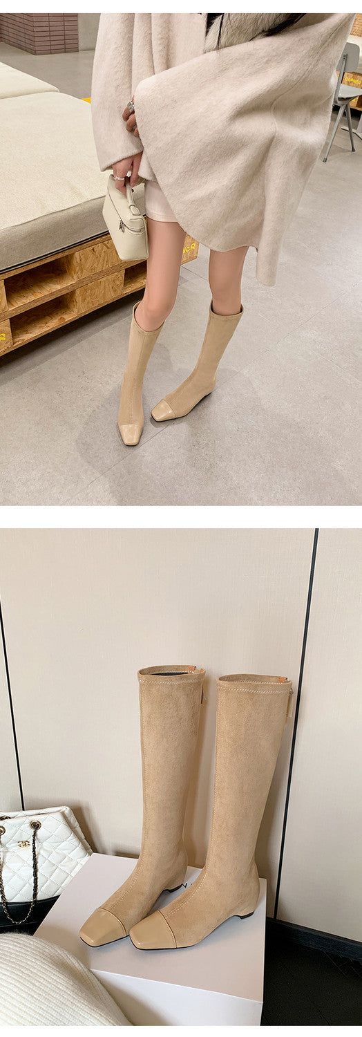 Karin Luna In Stock In Stock Patchwork Long Boots Elegant Versatile