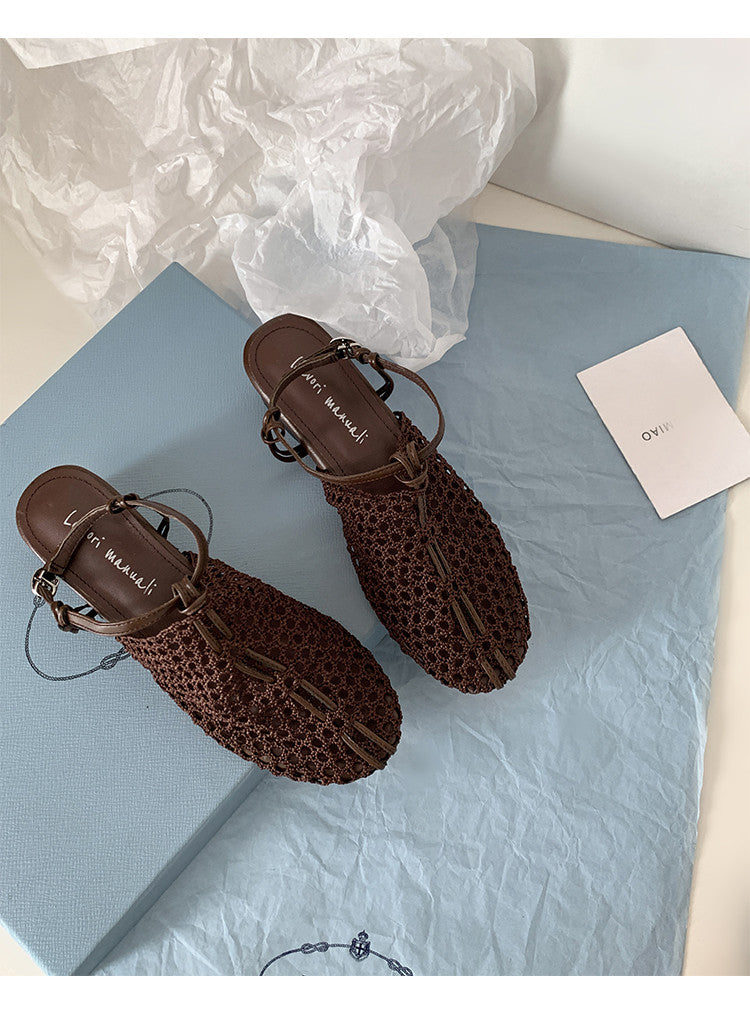 Karin Luna In Stock Spot Goods  Resort Style Series~Casual woven closed-toe flat sandals