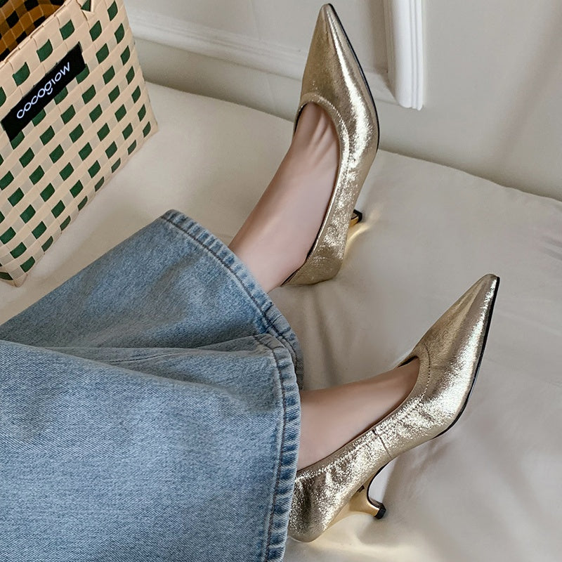 Karin Luna In Stock Spot Goods    Vintage Classic Style Shallow Mouth Single Shoes