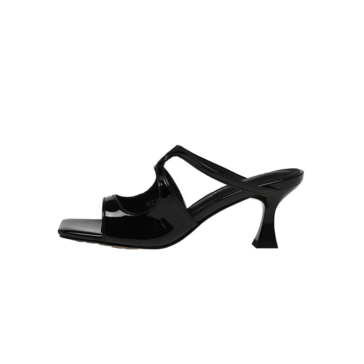 Karin Luna French Retro Square Toe Wrap Strap Open-Toe Slippers
