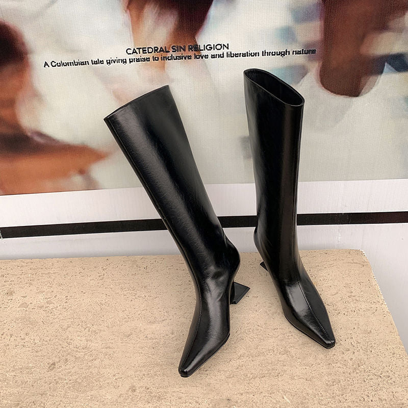 Karin Luna European and American Style Unisex Square-Toed Long Boots