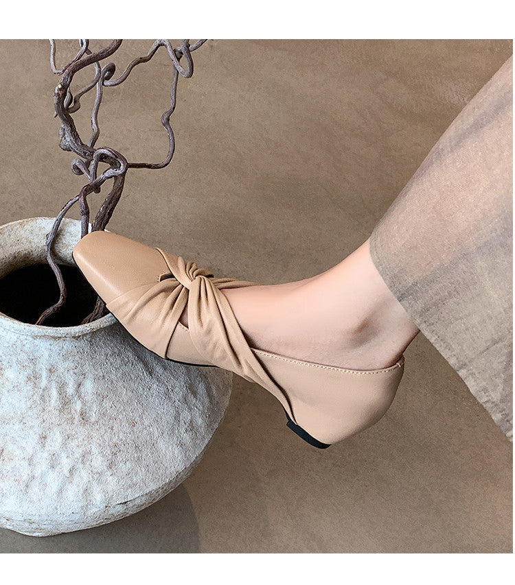 Karin Luna Cross Design Square Toe Hidden Wedge Shoes