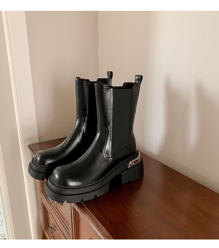 Karin Luna da Brand Series~Rear Metal Decoration Thick Sole Stretch Boots