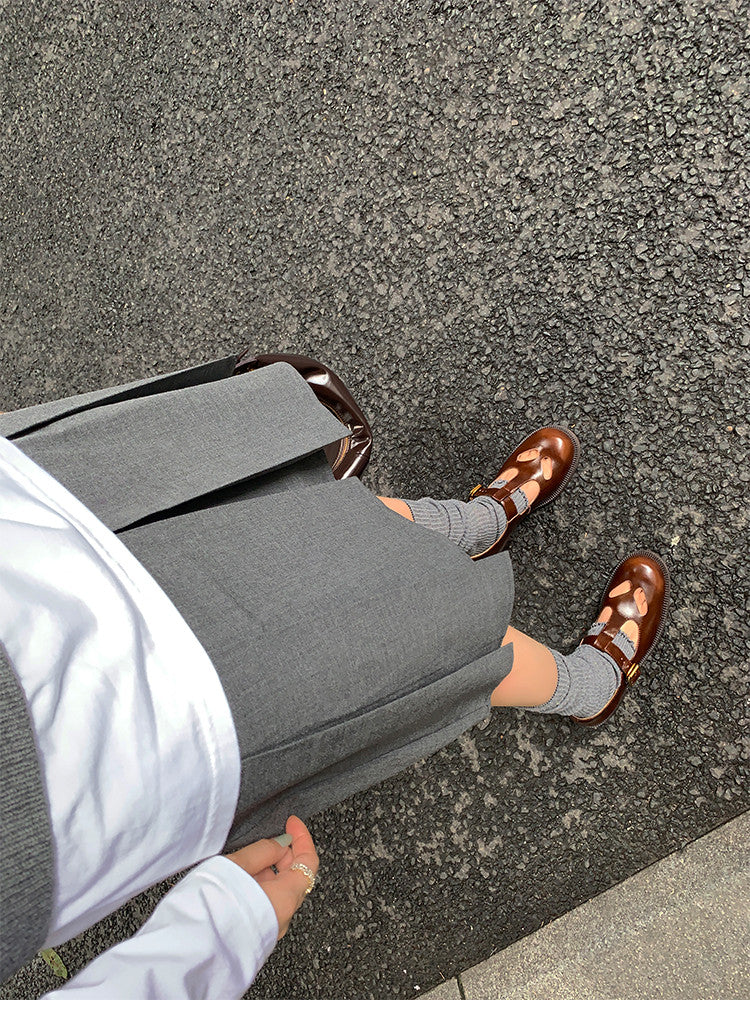 Karin Luna In Stock Spot Goods Minimalist Retro British Style Irregular Hollow Single Shoes