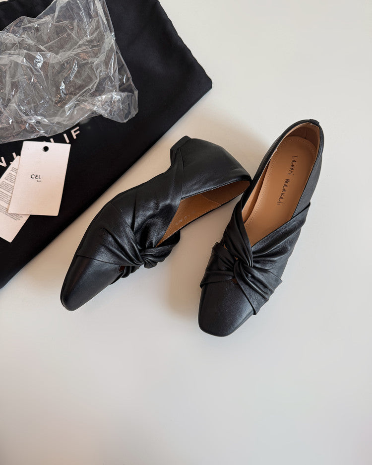 Karin Luna Cross Design Square Toe Hidden Wedge Shoes