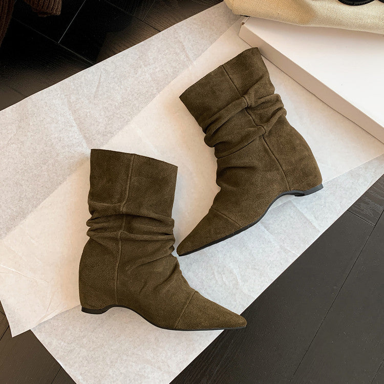 Karin Luna Data Hot-Selling Pointed Toe Slouchy Matte Western Short Boots