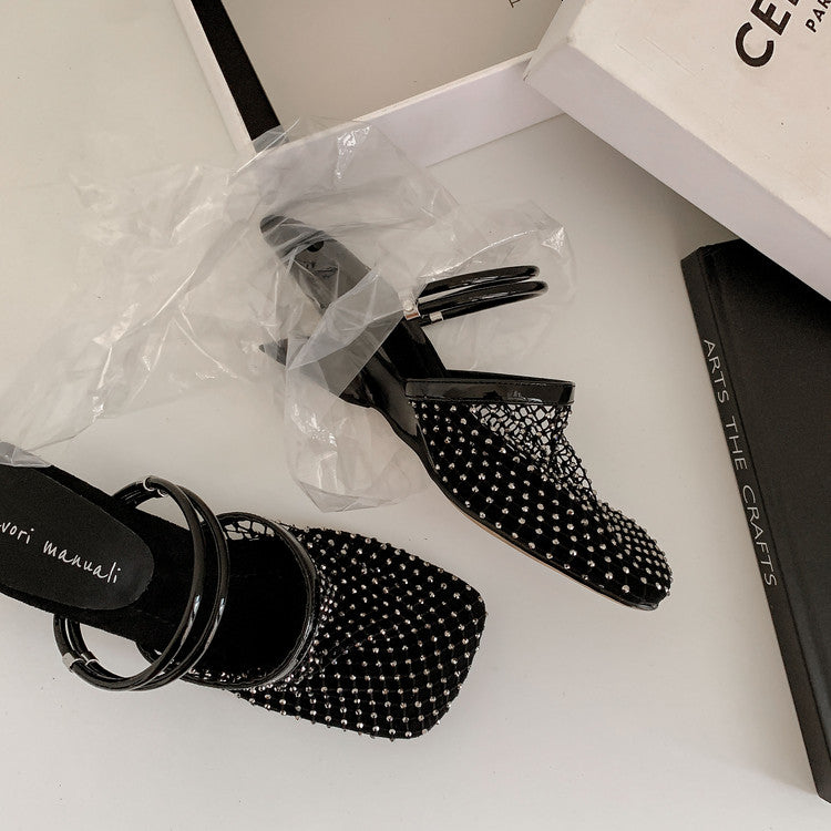 Karin Luna In Stock In Stock  Elegant Breathable Mesh Toe-Shaped Heel Sandals