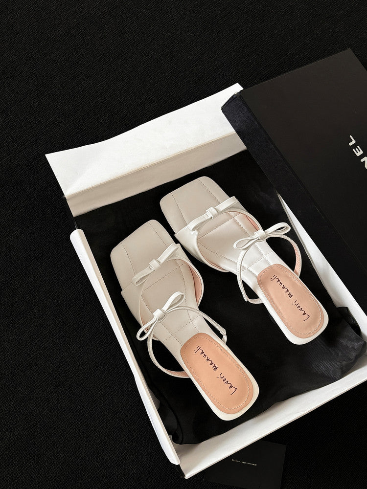 Karin Luna Hot Item Hot Item Self-Flow Square-Toe Irregular Heel Slippers
