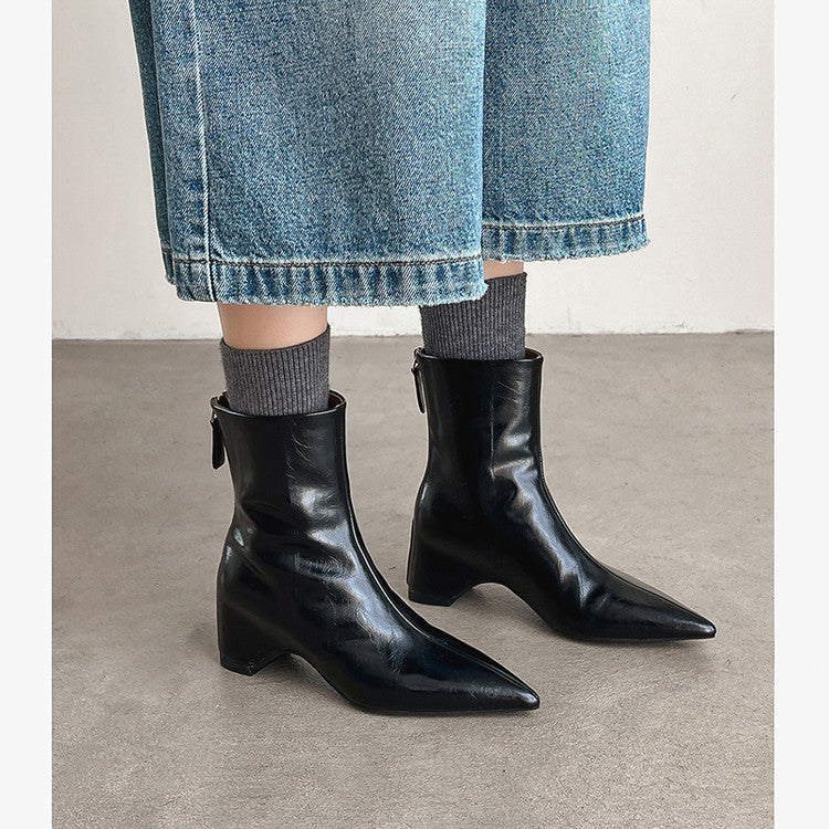 Karin Luna Versatile Elegant Style Pointed Toe Hidden Wedge Short Boots