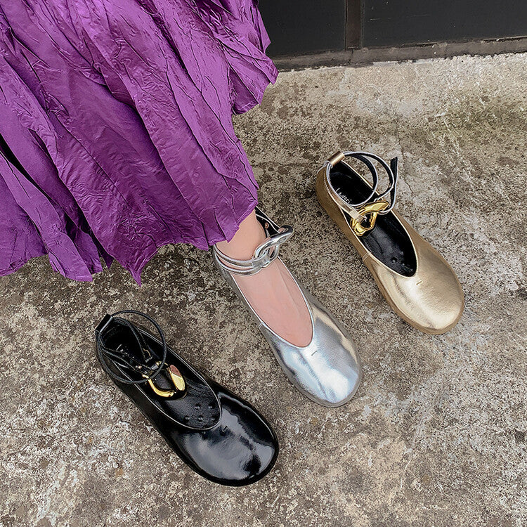 Karin Luna In Stock Large Stock Main Promotion  Two-Way Wear Height-Increasing Retro Gold Buckle Mary Jane Shoes