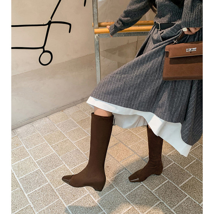 Karin Luna In Stock In Stock Patchwork Long Boots Elegant Versatile