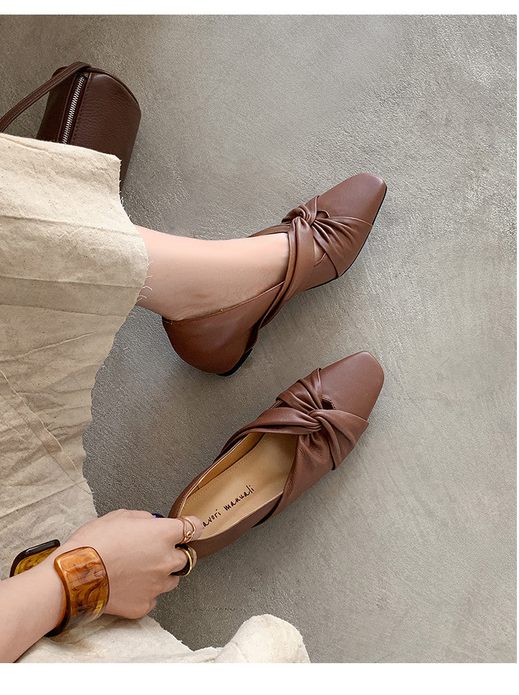 Karin Luna Cross Design Square Toe Hidden Wedge Shoes