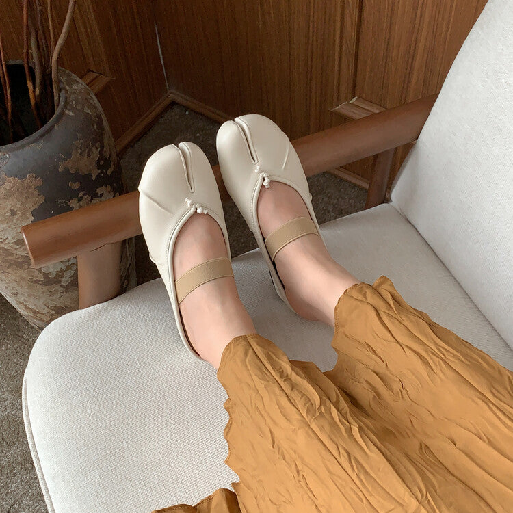 Karin Luna Classic Split-Toe Shoes  Explosive Pattern One-Strap Mary Jane Height-Increasing Full Leather Closed-Toe Slippers