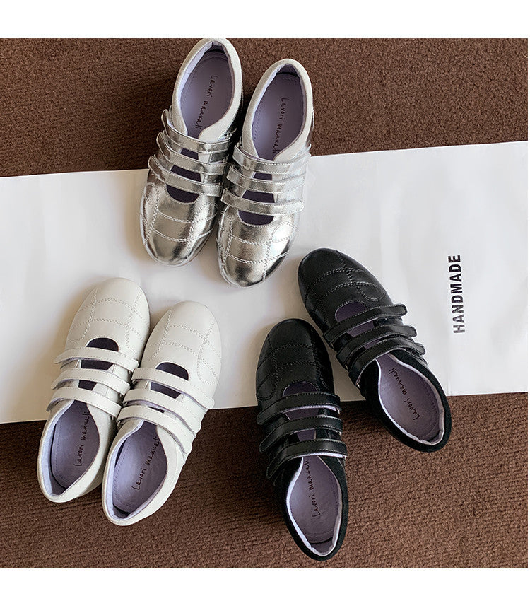 Karin Luna Casual Shoes Series~  In Stock In Stock Magic Tape Round Toe Internal Height Increase Single Strap Flats