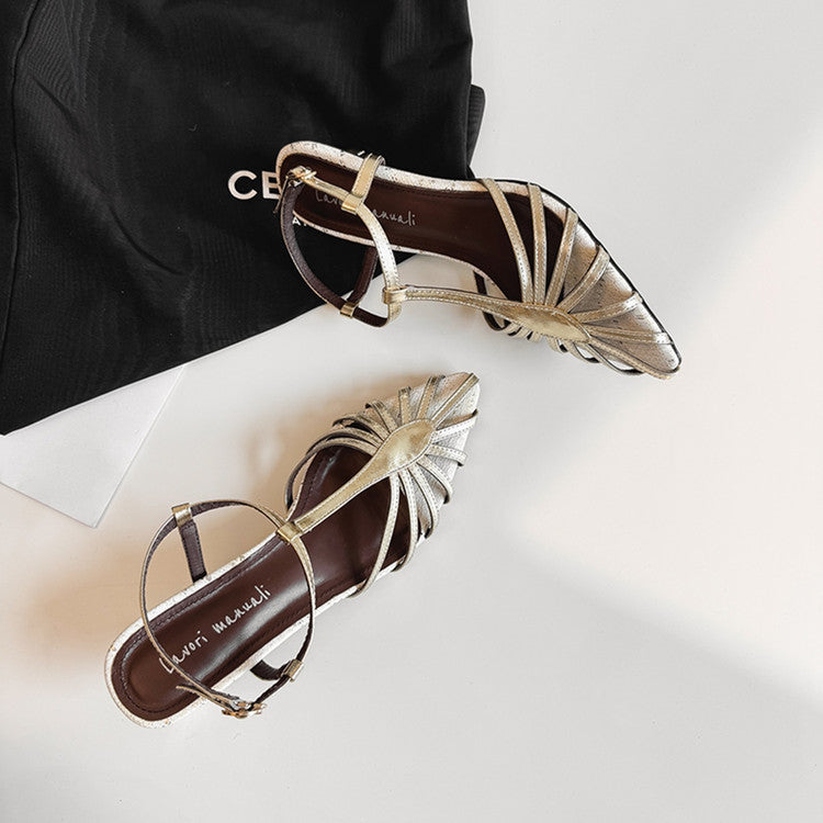Karin Luna In Stock Spot Goods Open-toe French Style Metal Heel Sandals