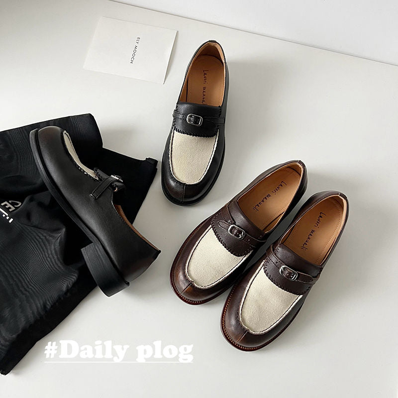 Karin Luna Casual Shoes Series~  In stock Classic color-blocking British style deep-mouth single shoes