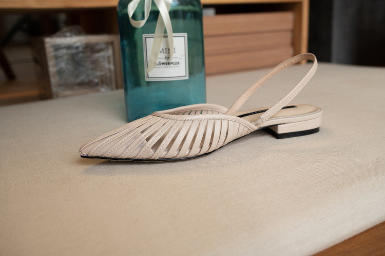 Karin Luna Bestseller Spot Goods French Retro Style Thin Strap Flat Heel Closed Toe Slippers