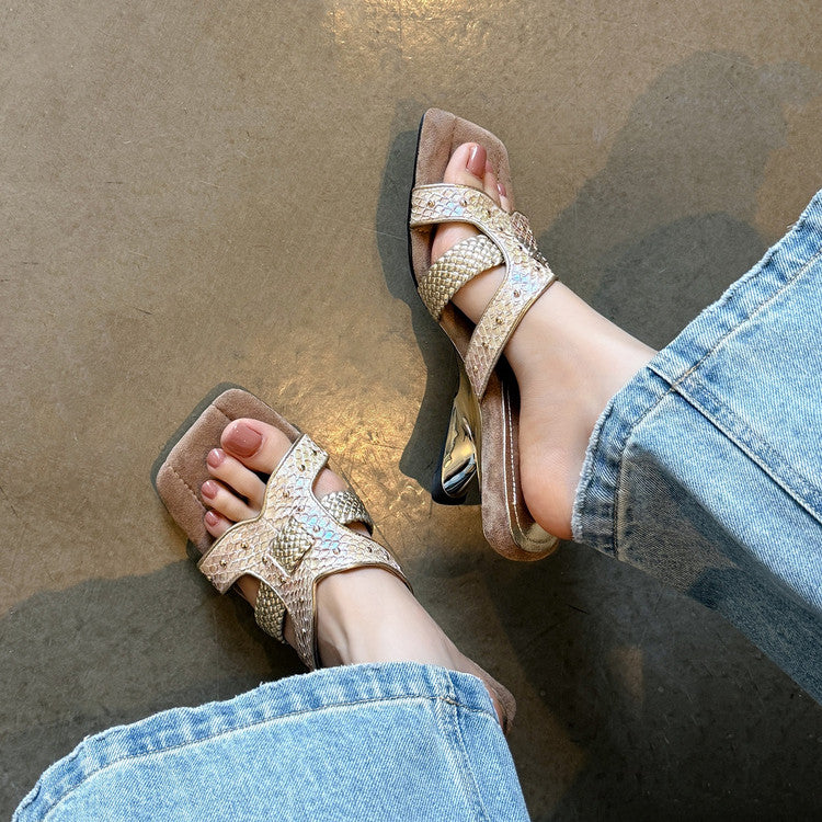 Karin Luna Fish Skin Series~ Hot-selling Square-Toe Slippers with Built-in Traffic