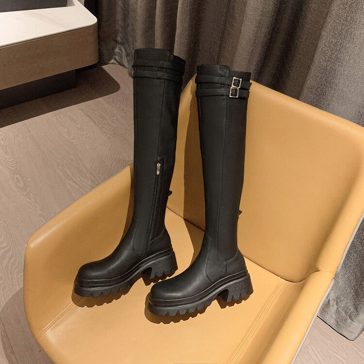 Karin Luna In Stock is the Way to Go！ Basic Thick-Soled Over-the-Knee Boots Super Soft Sheepskin Classic