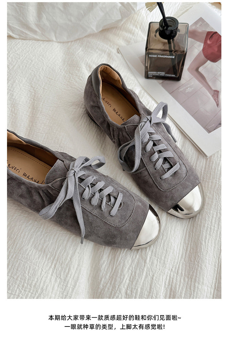 Karin Luna In Stock In Stock  High-end Metal Toe Lace-up Flats