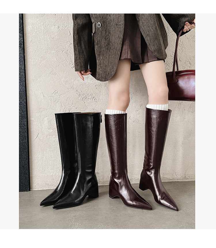 Karin Luna Elegant Style Pointed Toe Internal Height Increase Long Boots