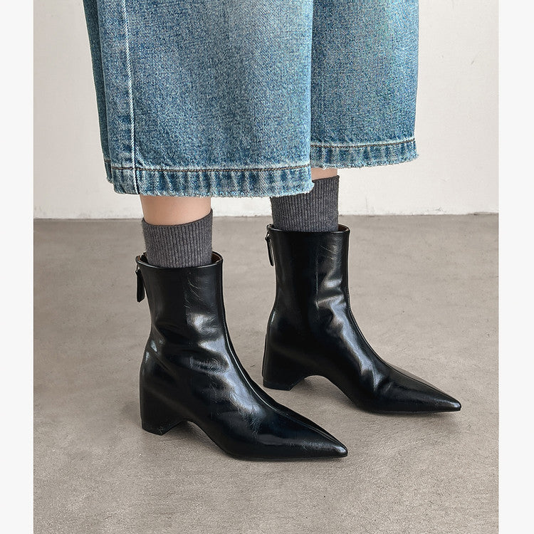 Karin Luna Versatile Elegant Style Pointed Toe Hidden Wedge Short Boots
