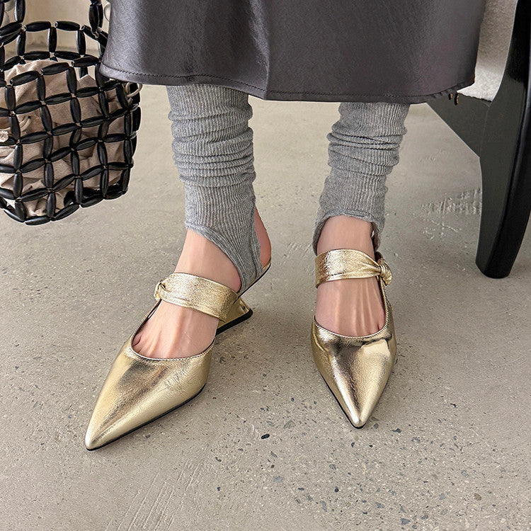 Karin Luna In Stock Spot Goods  Pointed Toe Irregular Heel Elegant Retro Strap Slippers