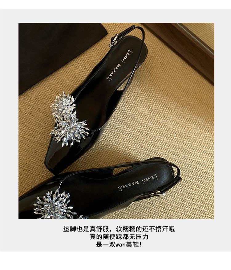 Karin Luna Brilliant Fireworks~Elegant Square-Toed Closed-Toe Chunky Heel Sandals