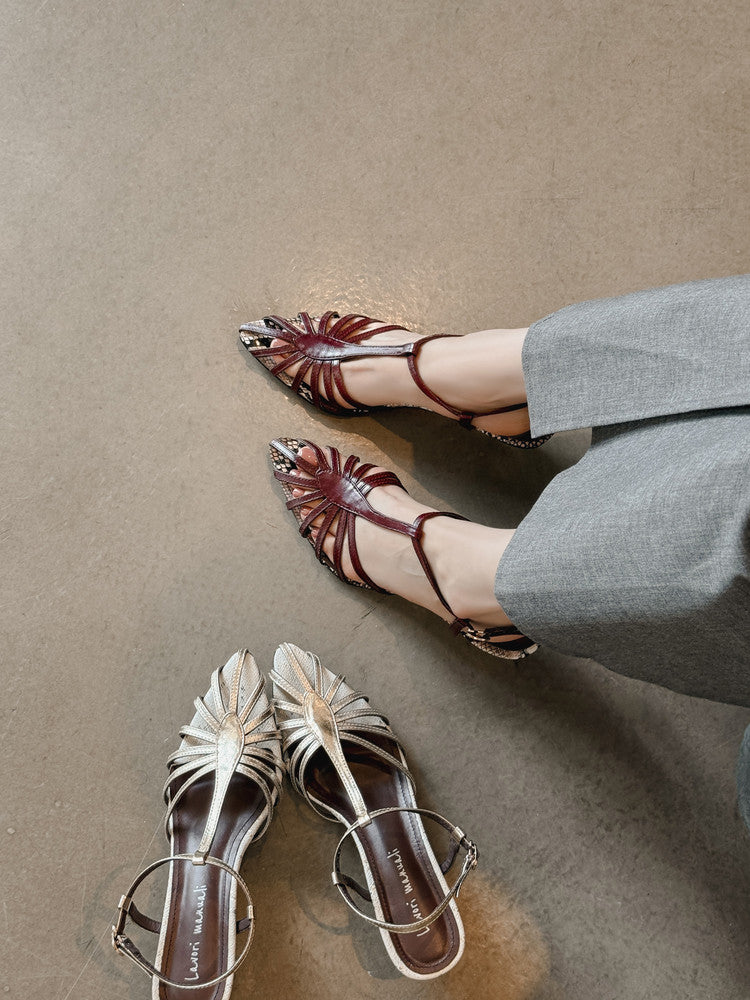 Karin Luna In Stock Spot Goods Open-toe French Style Metal Heel Sandals
