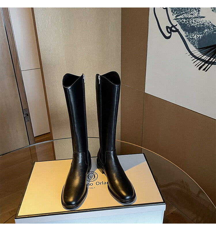 Karin Luna In Stock  Cowhide Niche Versatile Style Knight Boots